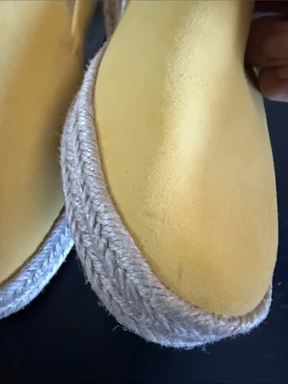 TOMS Alpargata Yellow Leather Slip On Espadrille Shoes Women's Size 9.5 NEW